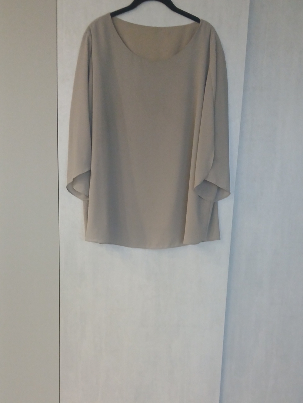 Women's Taupe Flowing Blouse - Elegant Scoop Neck Top